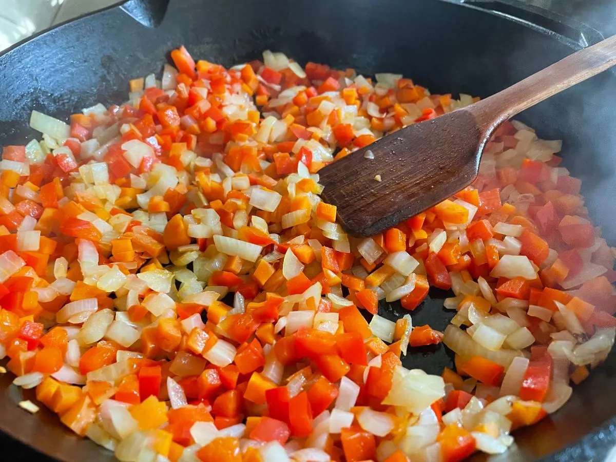 sauteed vegetables in a skillet
