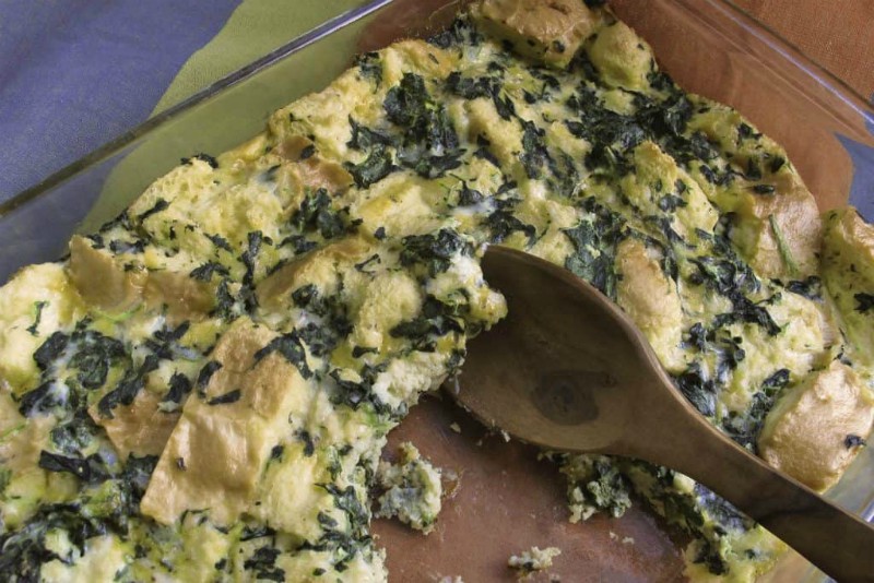 Light And Fluffy Spinach And Cheese Strata The Scramble