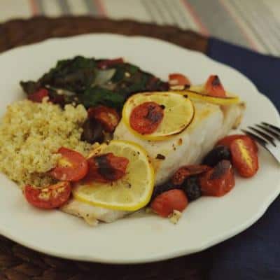 Broiled White Fish With Lemon, Tomatoes, And Olives - The Scramble