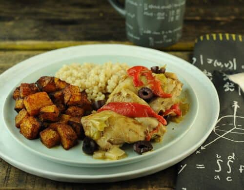 Chicken Thighs with Roasted Red Peppers and Olives - The Scramble