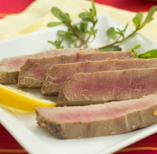 Grilled Yellowfin Tuna with Fresh Lemon and Garlic Marinade