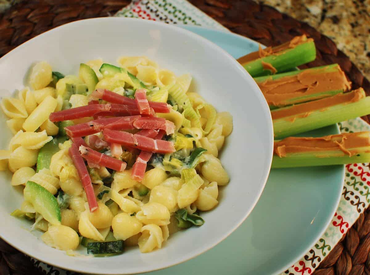 Pasta Shells with Zucchini, Leeks, and Melted Cheese - The Scramble