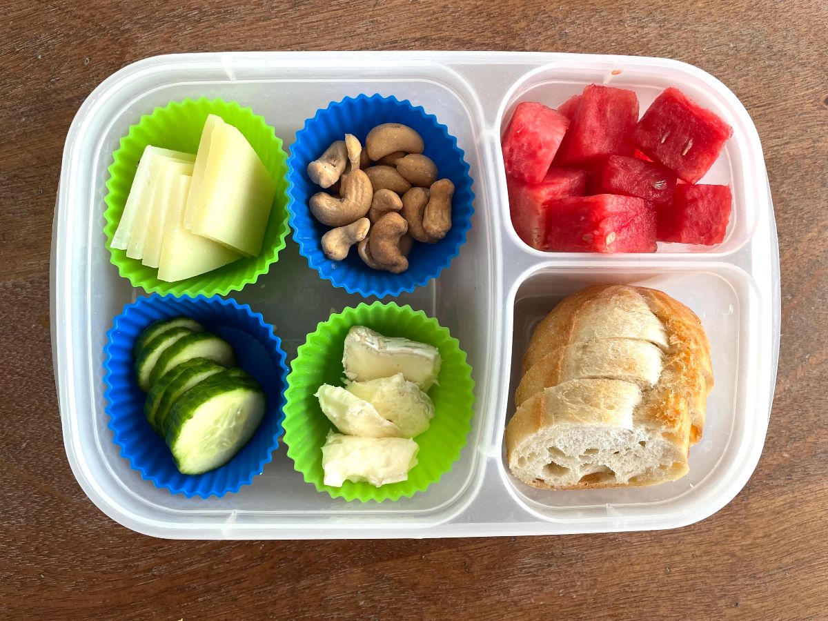 one make to make lunch packing easier: the right gear, like these bento boxes and silicone cups